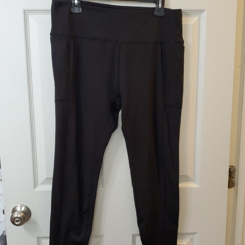 Leg3nd Black Fleeced Athelic Leggings 1x